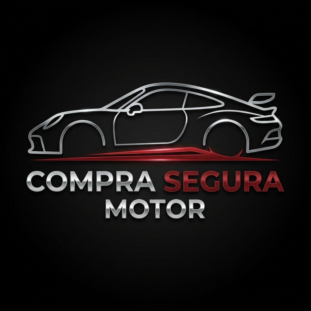 Logo de Compra Segura Motor: silueta metalizada de un deportivo con una estela roja